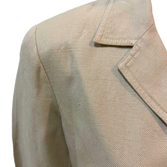 Vintage 1990’s mary McFadden linen blend beige lined 3 button blazer jacket sz 8 - Picture 2 of 12